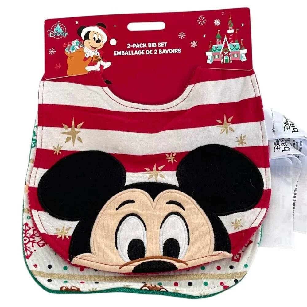 Disney Store Mickey Mouse and Friends Holiday Cheer Christmas Bib Set for Baby